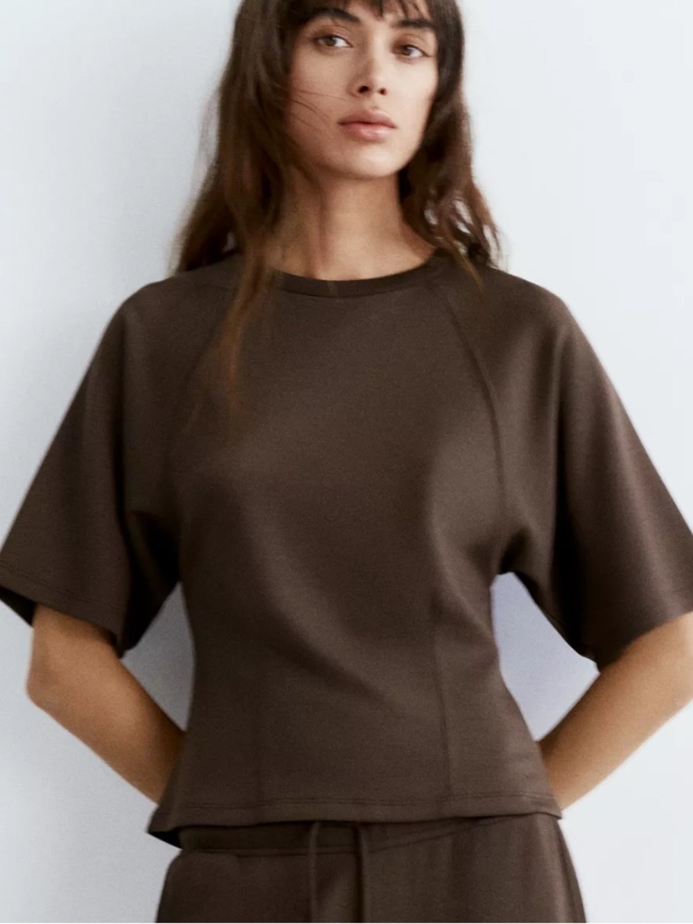 Pull and Bear Soft Touch Short Sleeve Sweatshirt